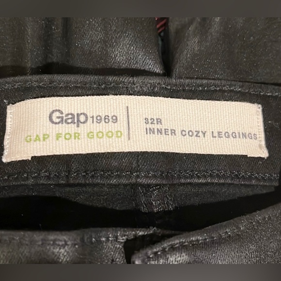 GAP 1969 Inner Cozy Legging in Black Orbit Coated Side Snap Stretch Jeans 32 - Picture 8 of 12